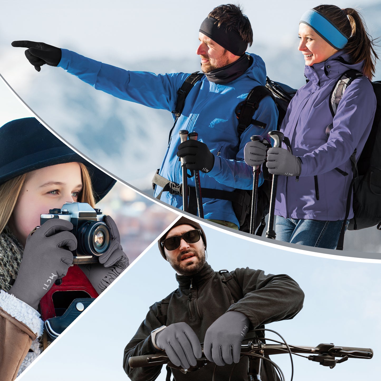 MCTi Lightweight Gloves Liners for Men Women, Touch Screen Gloves with Conductive Microfiber, Palm Silicone, for Running Driving Hiking