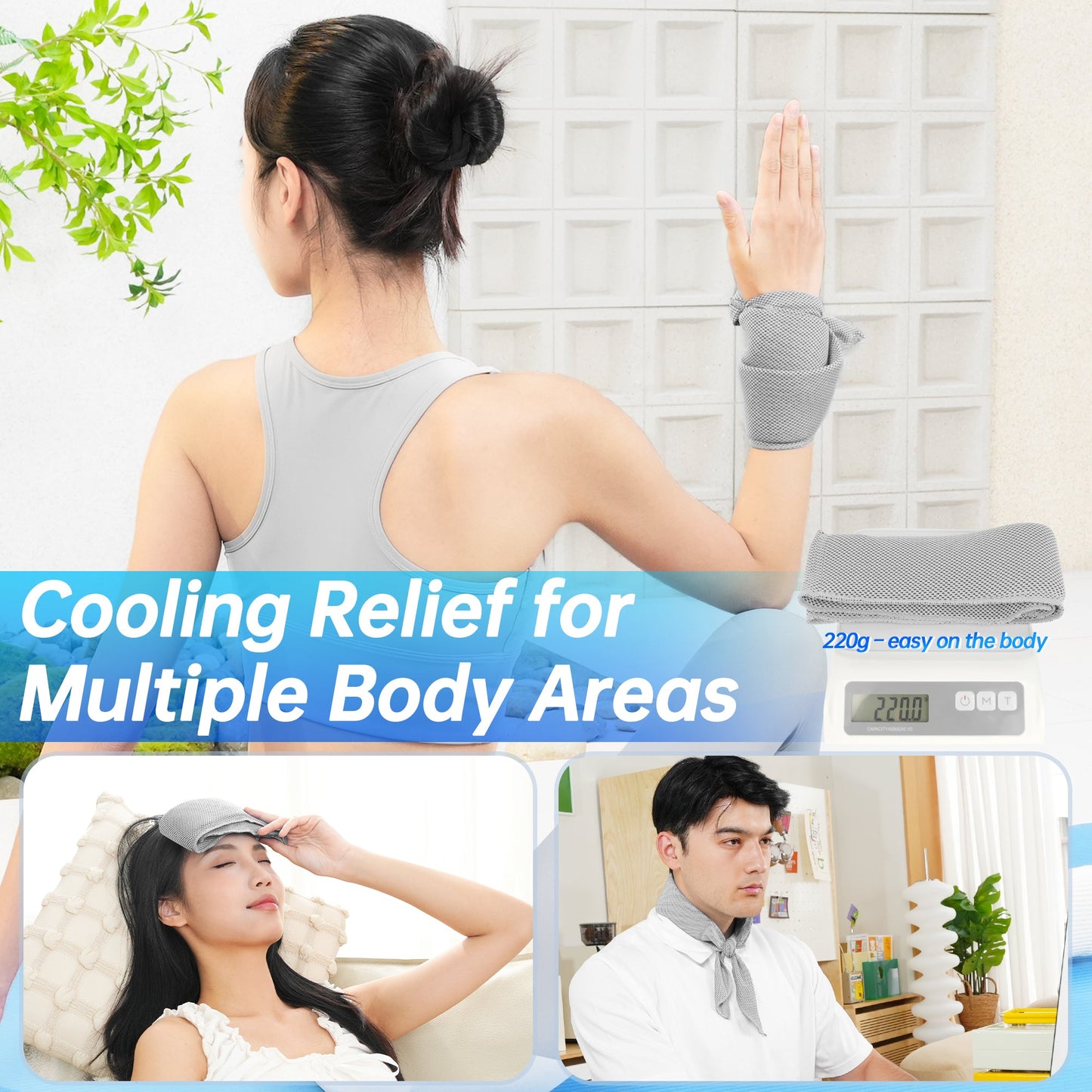 TopAcsy Cooling Neck Wraps, Removable Fabric Cover + 220g high‑Efficiency Gel, Neck Coolers for Hot Weather, Leak-Proof Ice Pack, 360° Soft Wrap, Cool Relief TopAcsy