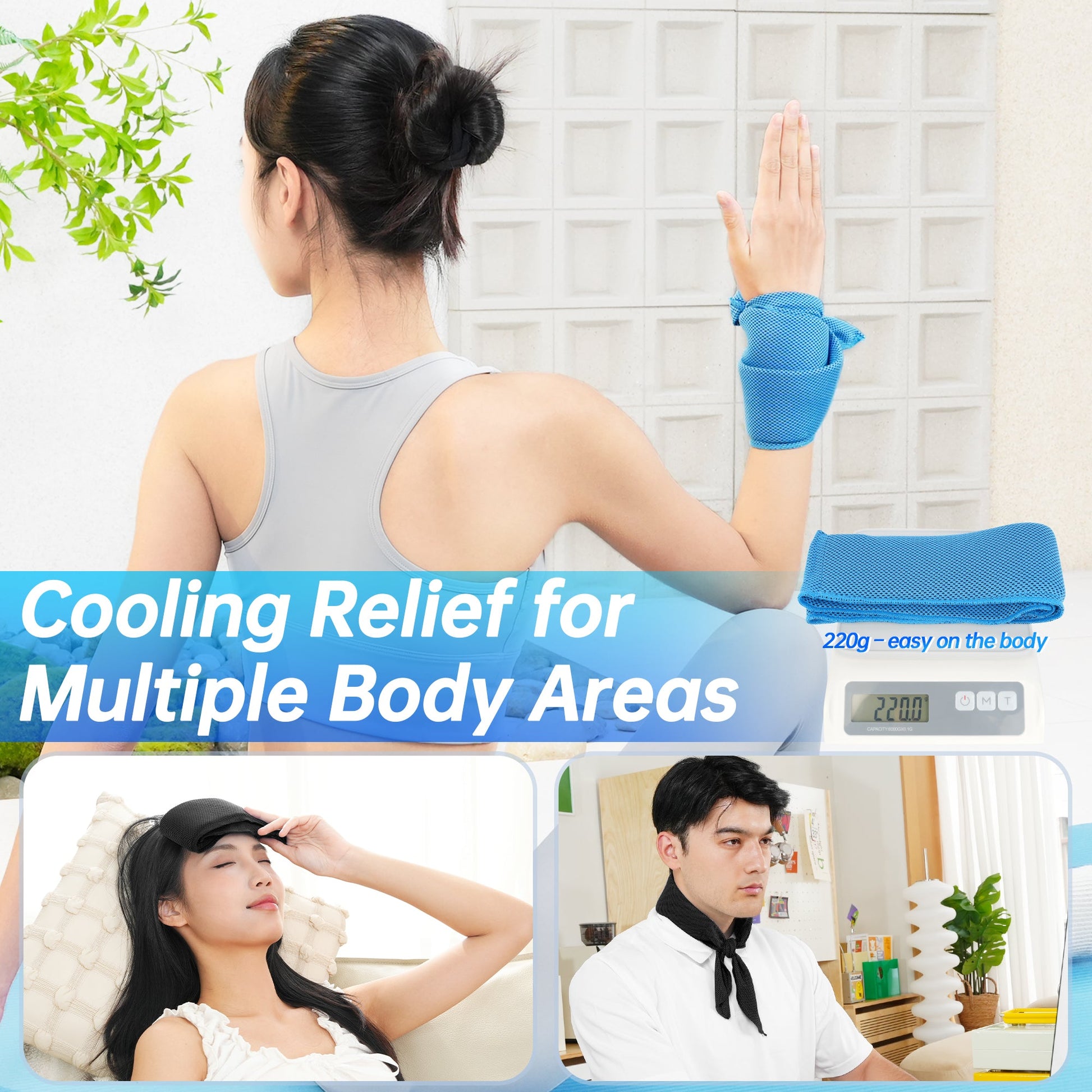2-Pack Cooling Neck Wraps, Removable Fabric Cover + 220g high‑Efficiency Gel, Neck Coolers for Hot Weather, Leak-Proof Ice Pack, 360° Soft Wrap, Cool Relief TopAcsy
