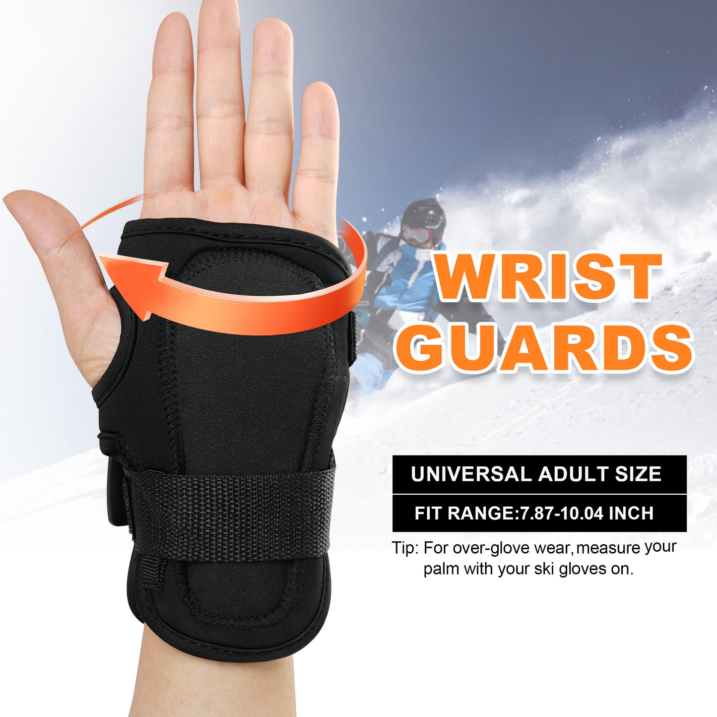 Soared Wrist Guards for Snowboarding Skateboarding, Adjustable Durable Protective Gear with Splint Support for Adults