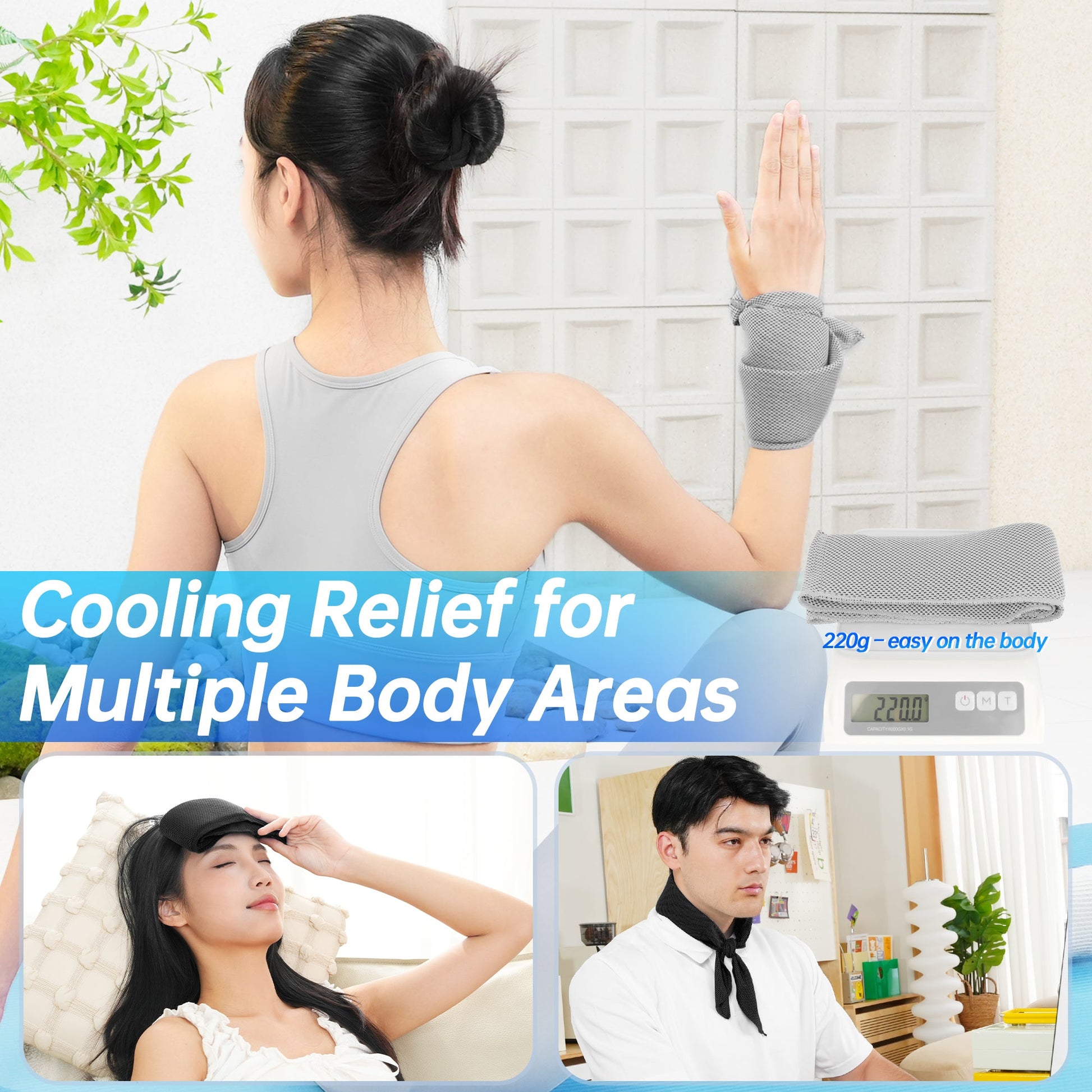 2-Pack Cooling Neck Wraps, Removable Fabric Cover + 220g high‑Efficiency Gel, Neck Coolers for Hot Weather, Leak-Proof Ice Pack, 360° Soft Wrap, Cool Relief TopAcsy