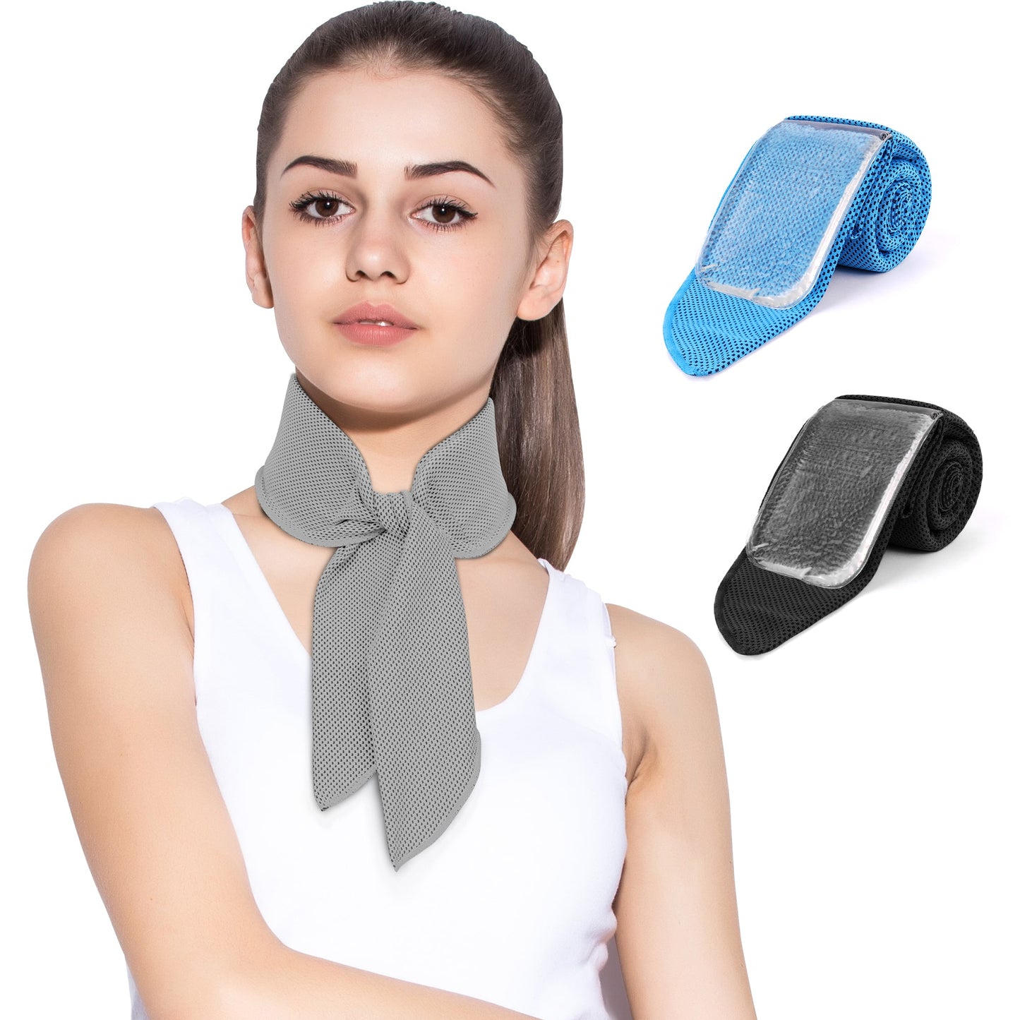 TopAcsy Cooling Neck Wraps, Removable Fabric Cover + 220g high‑Efficiency Gel, Neck Coolers for Hot Weather, Leak-Proof Ice Pack, 360° Soft Wrap, Cool Relief TopAcsy