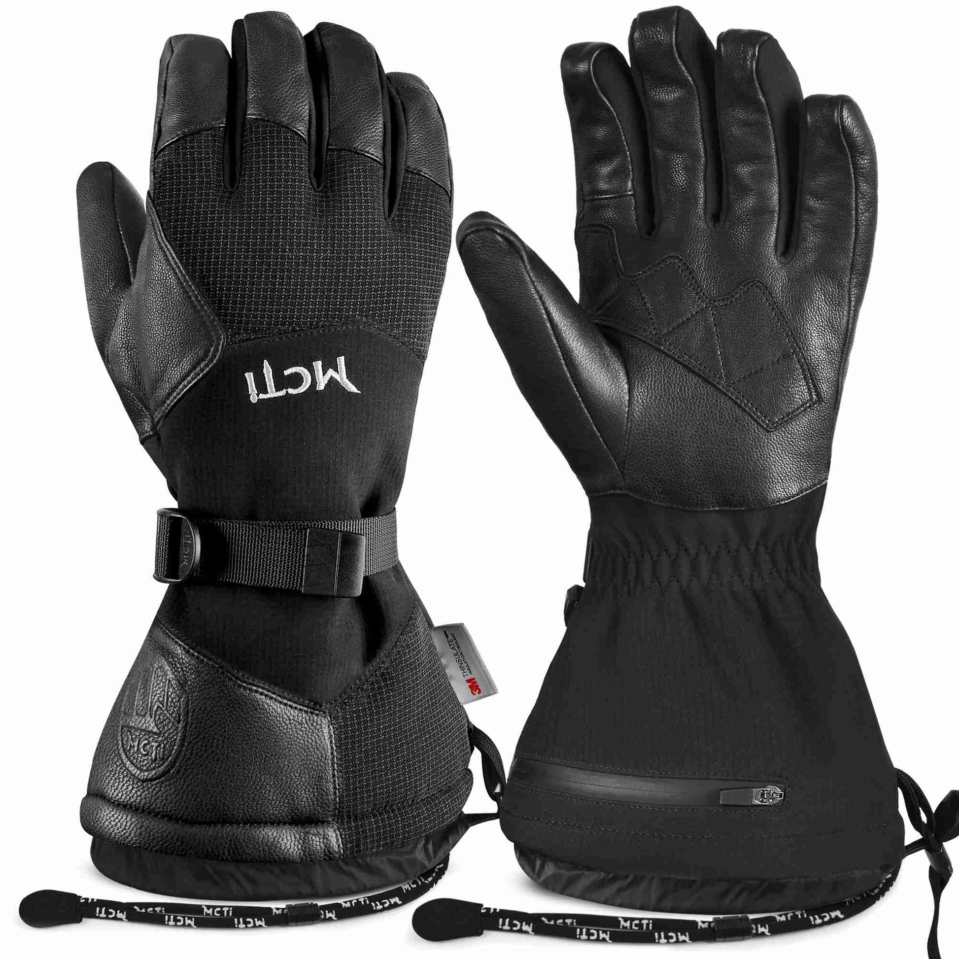 mcti handschuhe MCTi Goatskin Leather Ski Gloves Men's Waterproof Touch Screen Long Gauntlet for Snowboarding Mountaineering