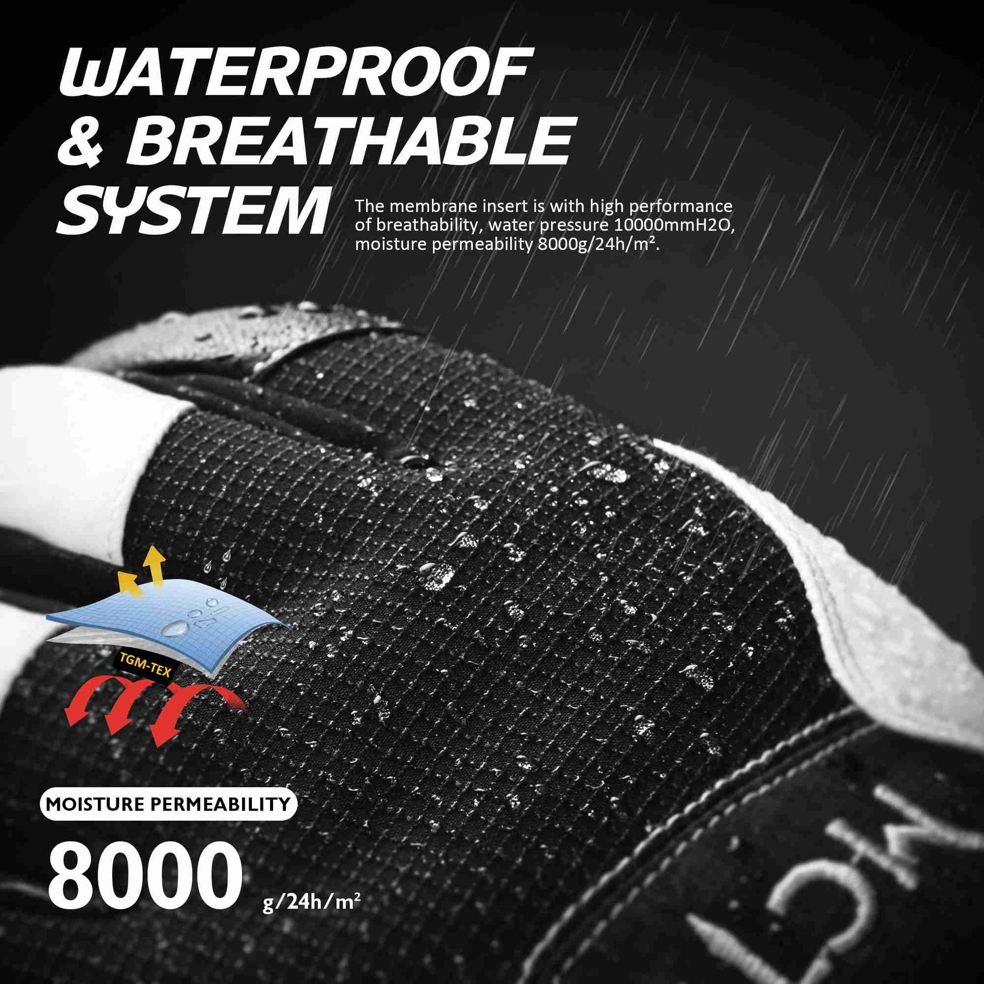 MCTi Goatskin Leather Ski Gloves Men's Waterproof Touch Screen Long Gauntlet for Snowboarding Mountaineering EXSKI