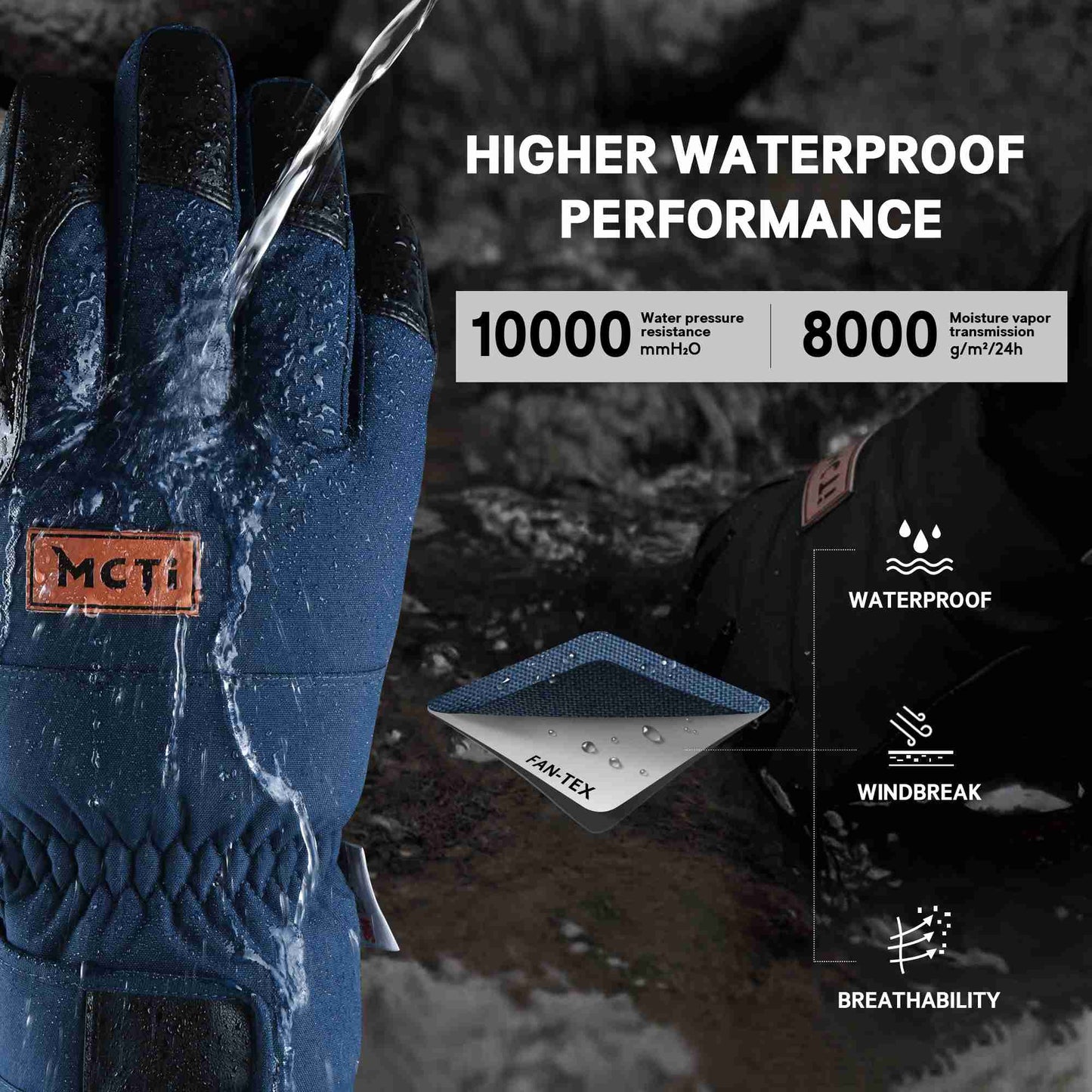 MCTI Lightweight & Warm Men's Cold Weather Gloves | Breathable & Waterproof EXSKI