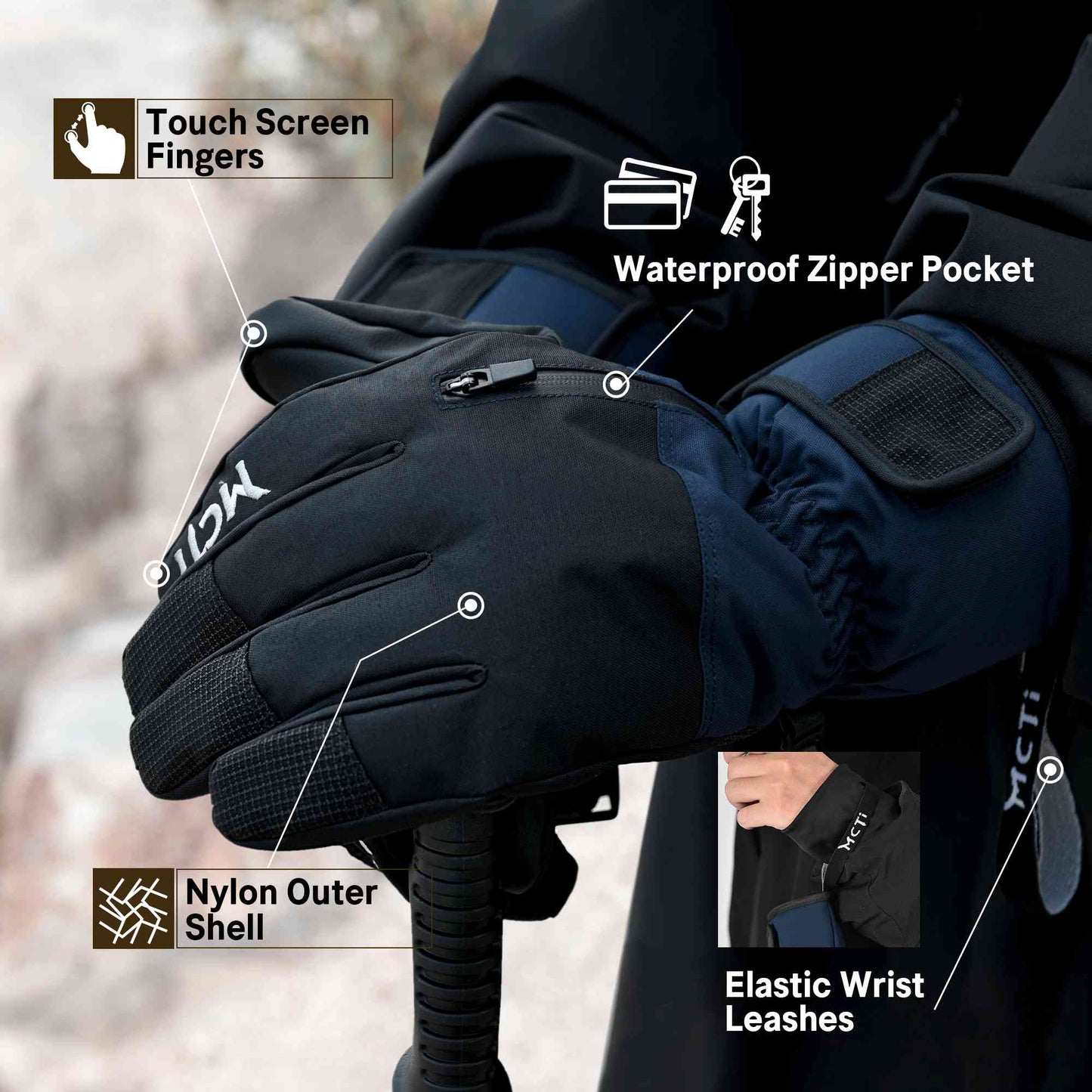 MCTi Winter Insulated Gloves - Lightweight and Warm, Waterproof and Durable, with Touchscreen Compatibility EXSKI