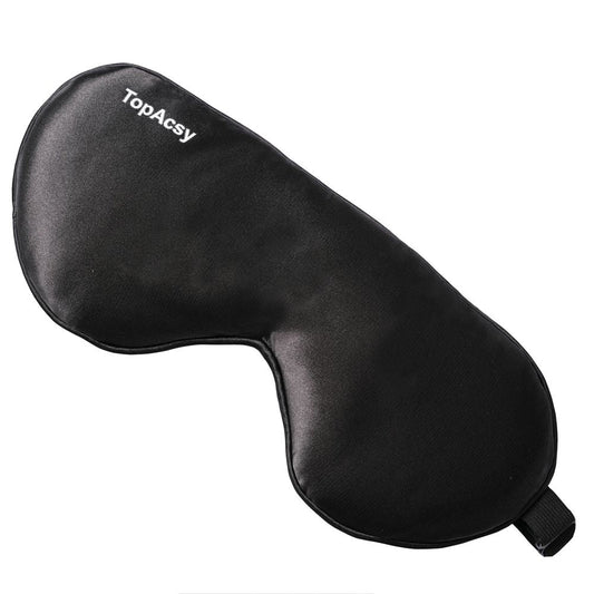 Topacsy Sleep Mask, Silk Eye Mask for Sleeping with Adjustable Strap, Satin Blackout Sleeping Eye Mask for Men&Women, Comfortable Blindfold Eyeshade for Night Sleep(Black) Topacsy