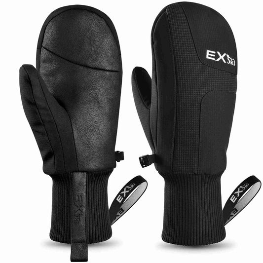 EXski Unisex 3M Insulated Microfiber Knit Cuff Mitt for Everyday Winter Wear and Alpine Skiing EXSKI