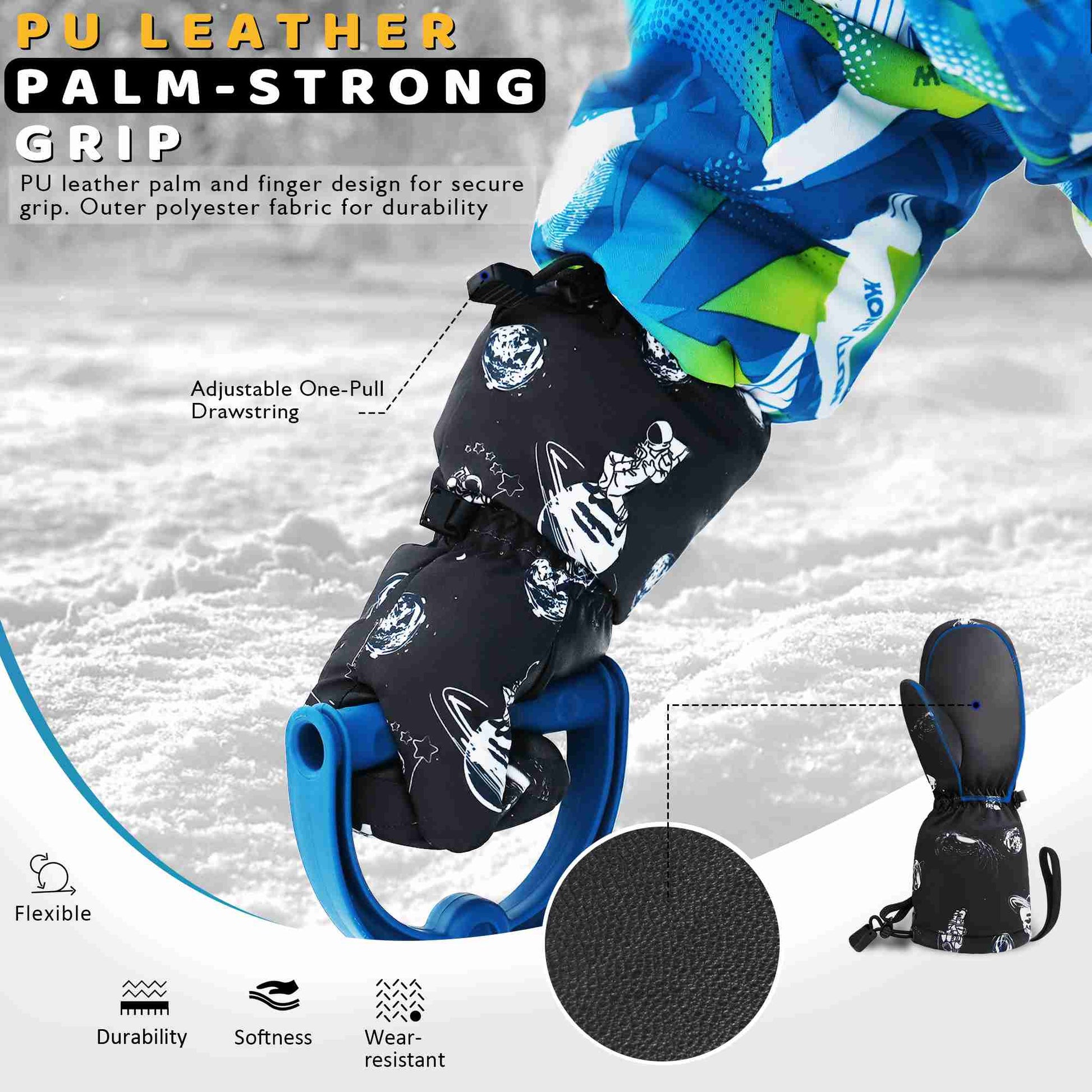 TOPacsy Kids Ski Mittens Waterproof Warm Winter Snow Mittens for Boys Girls TopAcsy