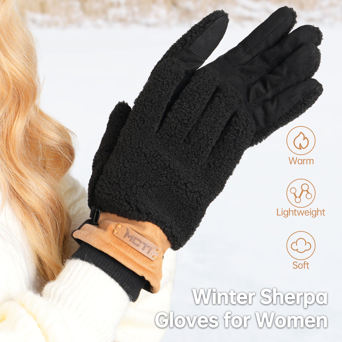 MCTi Women's Sherpa-Lined Touchscreen Winter Gloves