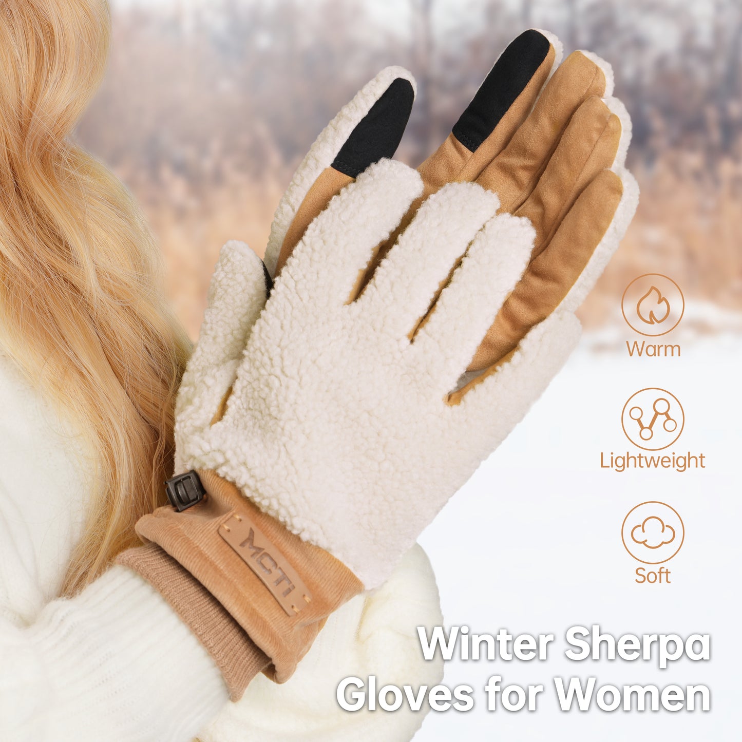 MCTi Women's Sherpa-Lined Touchscreen Winter Gloves