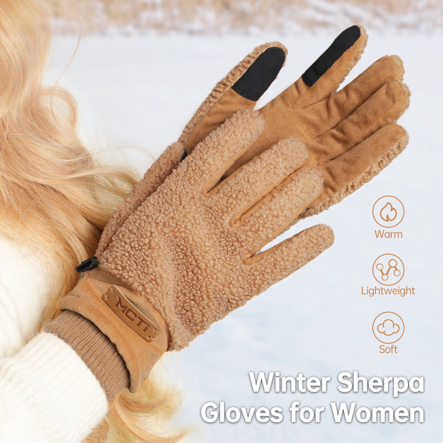 MCTi Women's Sherpa-Lined Touchscreen Winter Gloves