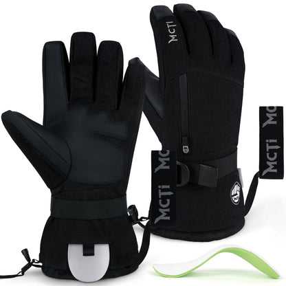 MCTi Pro Wrist Support Ski Gloves for Men, Winter Snowboard Gloves with Wrist Guard, Waterproof, 3M Thinsulate Warm, High Abrasion Resistance