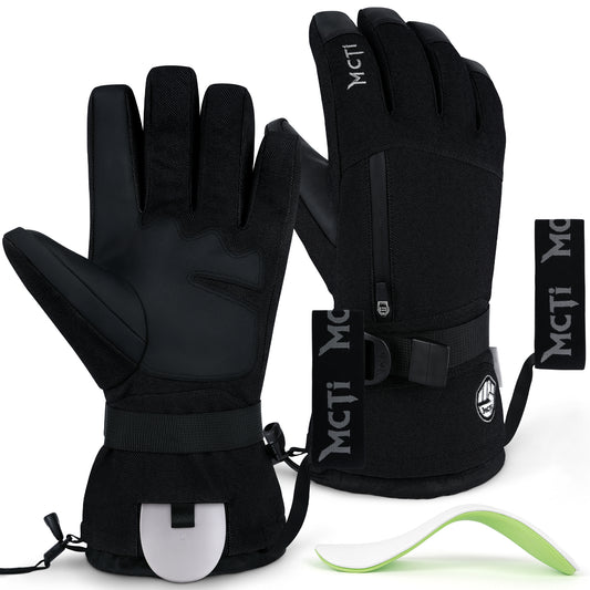 MCTi Pro Wrist Support Ski Gloves for Men, Winter Snowboard Gloves with Wrist Guard, Waterproof, 3M Thinsulate Warm, High Abrasion Resistance