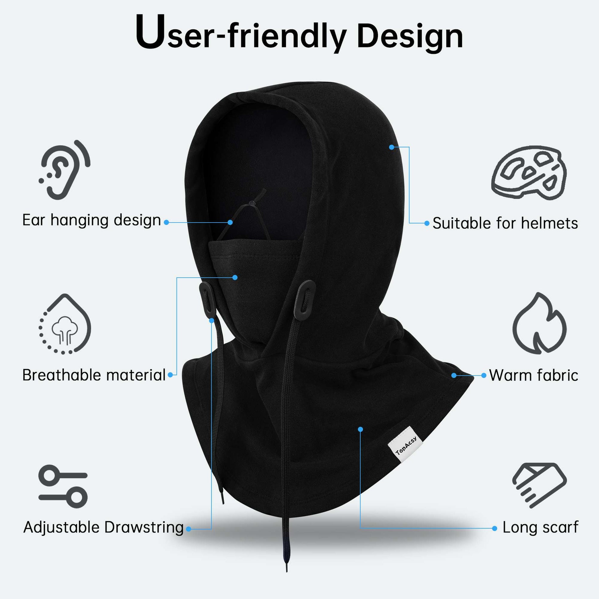 TopAcsy Ski Balaclava - Warm, Windproof Fleece Face Mask & Neck Warmer for Men & Women TopAcsy