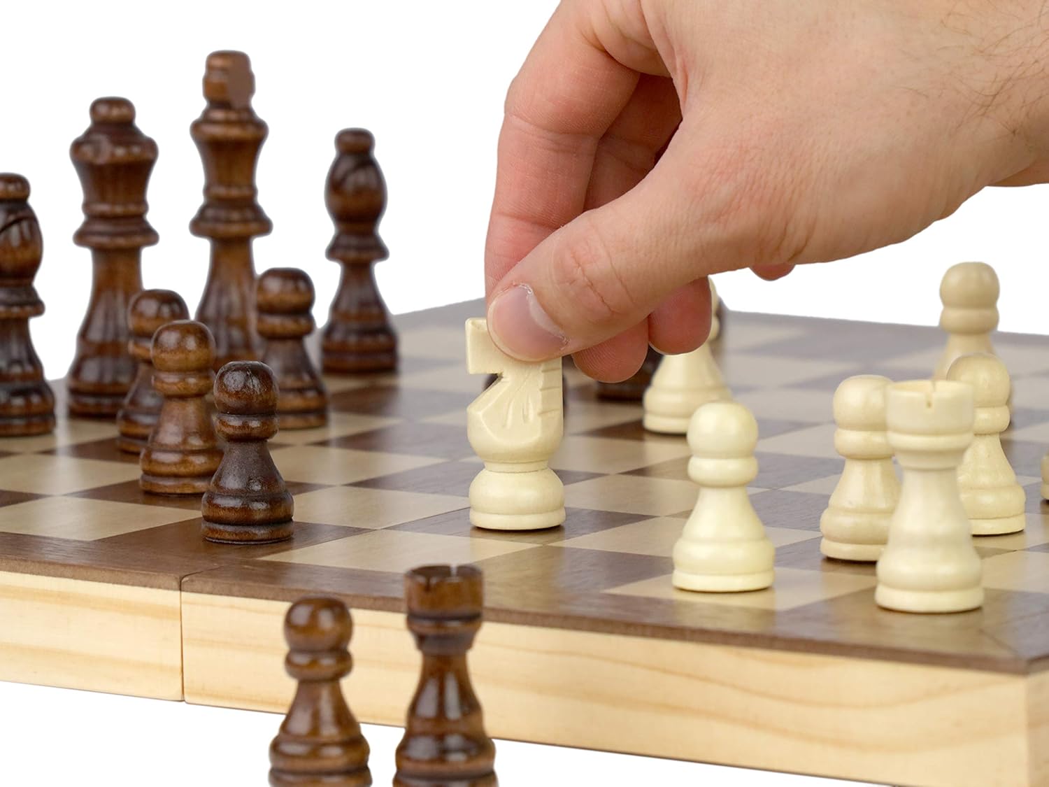 Botack Wooden Chess Sets for Adults with Folding Chess Board & Wood Chess Pieces | Travel & Portable Table Games for Fun Family Game Night EXSKI