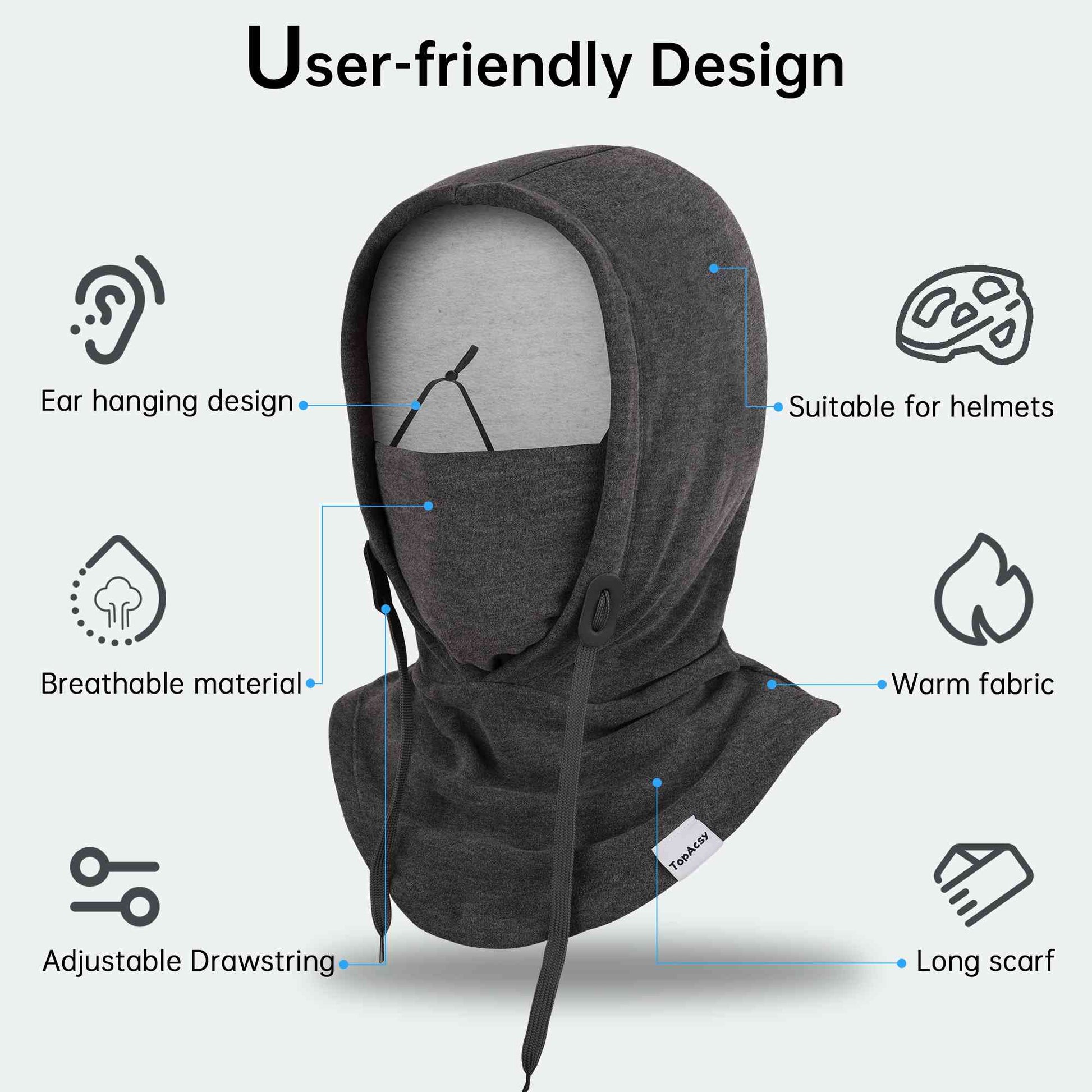 TopAcsy Ski Balaclava - Warm, Windproof Fleece Face Mask & Neck Warmer for Men & Women TopAcsy