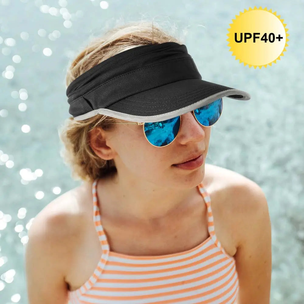 EXSKi Sports Sun Visor in Running Jogging Golf Hat for Men Women Adjustable Cap with Elastic String EXSKI