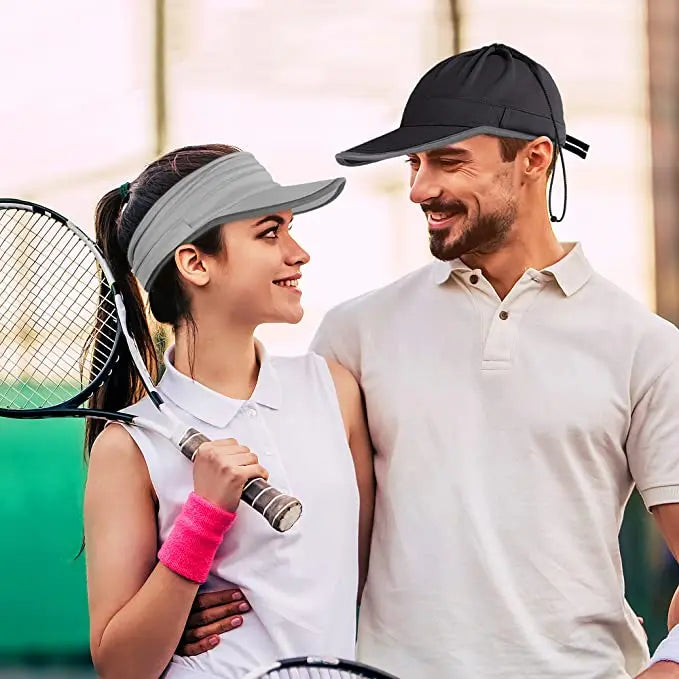 EXSKi Sports Sun Visor in Running Jogging Golf Hat for Men Women Adjustable Cap with Elastic String EXSKI