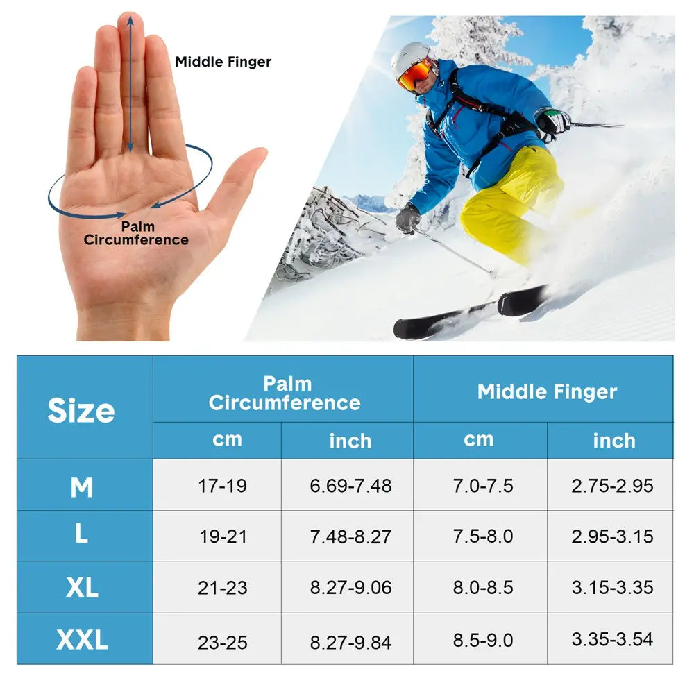 EXSki Waterproof Winter 3-Finger Ski Gloves Warm Insulated Snow Mittens for Cold Weather Snowboard Snowmobile EXSKI