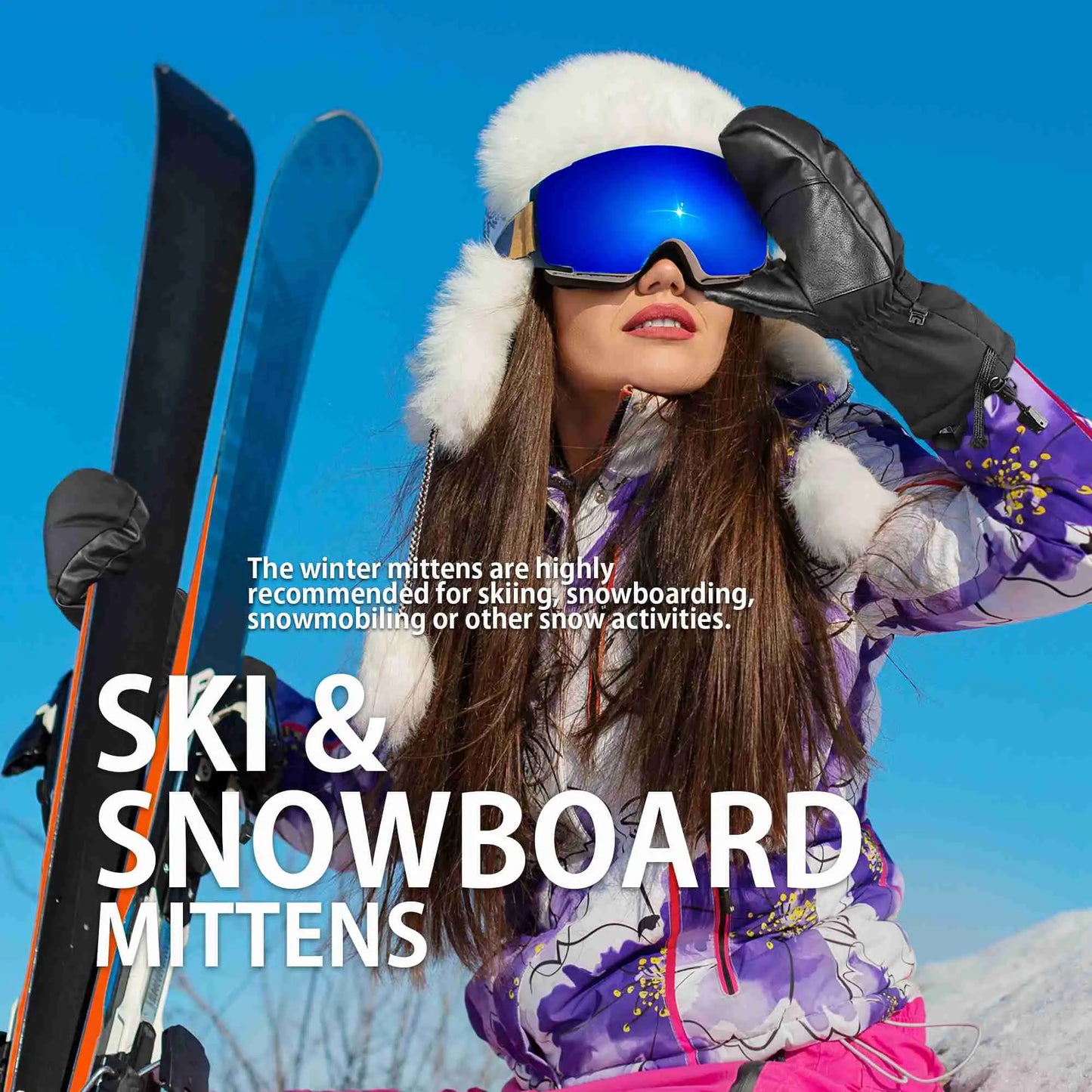 EXski -20 Warm Ski Mittens for Men Women, Waterproof Thermal 3M Thinsulate Winter Gloves for Extreme Cold Weather Snowboarding Snowmobiling EXSKI