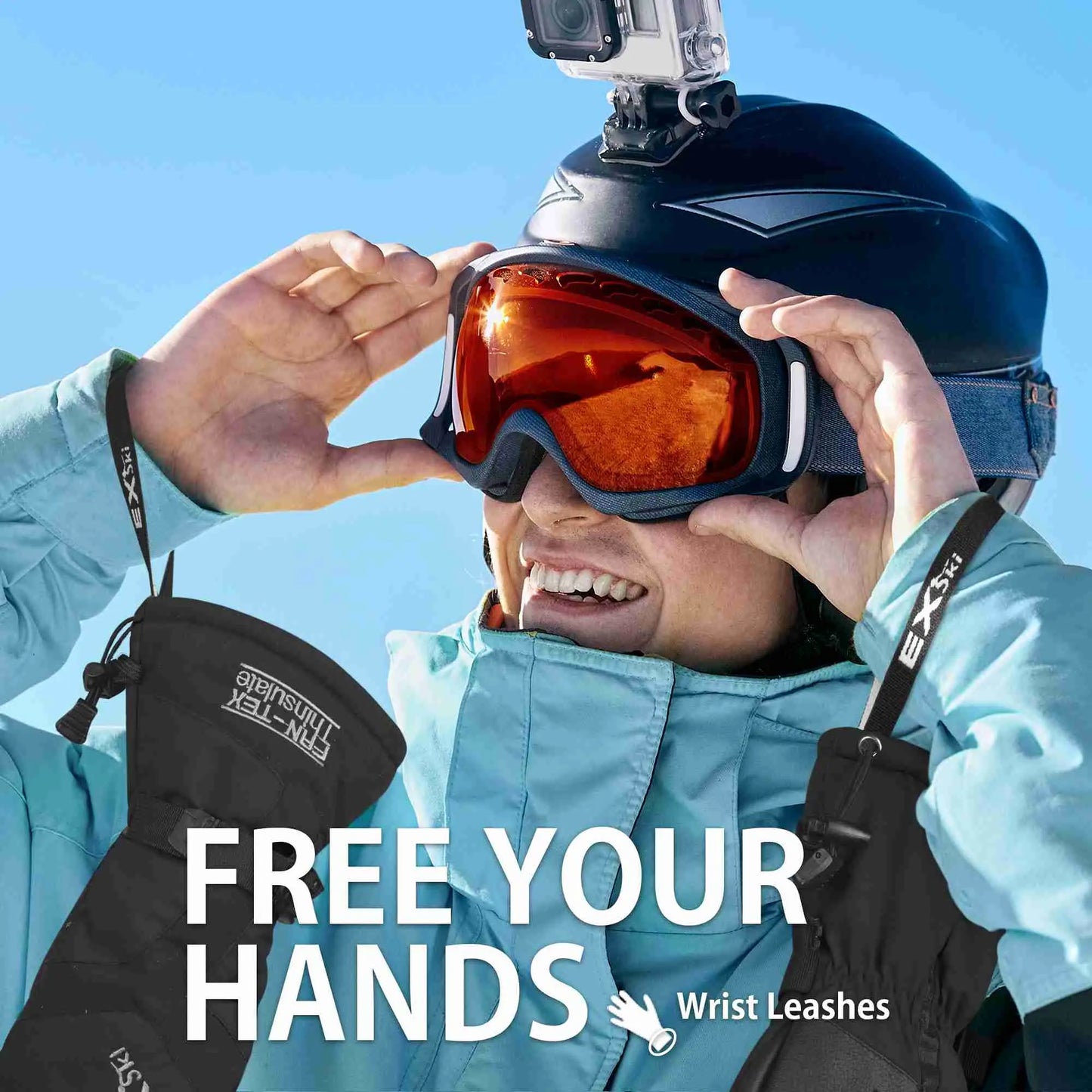 EXski -20 Warm Ski Mittens for Men Women, Waterproof Thermal 3M Thinsulate Winter Gloves for Extreme Cold Weather Snowboarding Snowmobiling EXSKI