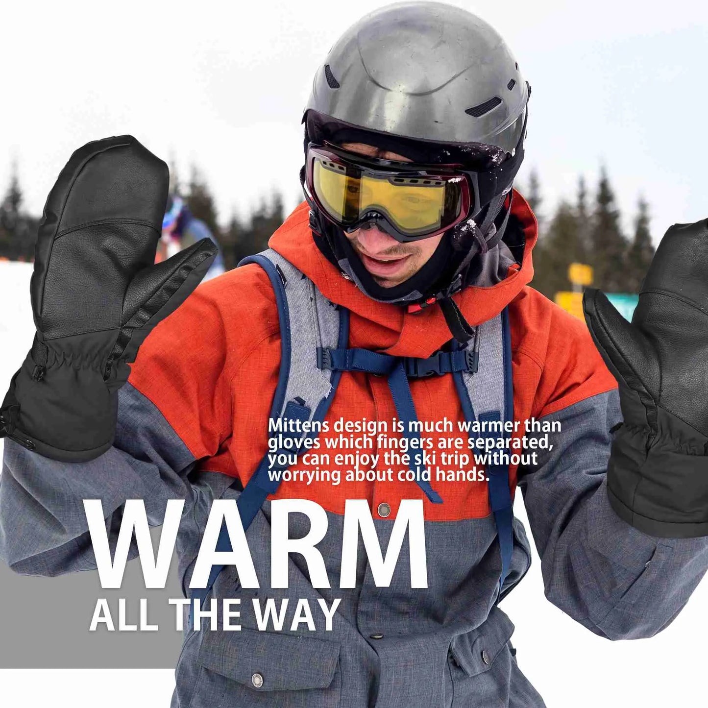 EXski -20 Warm Ski Mittens for Men Women, Waterproof Thermal 3M Thinsulate Winter Gloves for Extreme Cold Weather Snowboarding Snowmobiling EXSKI