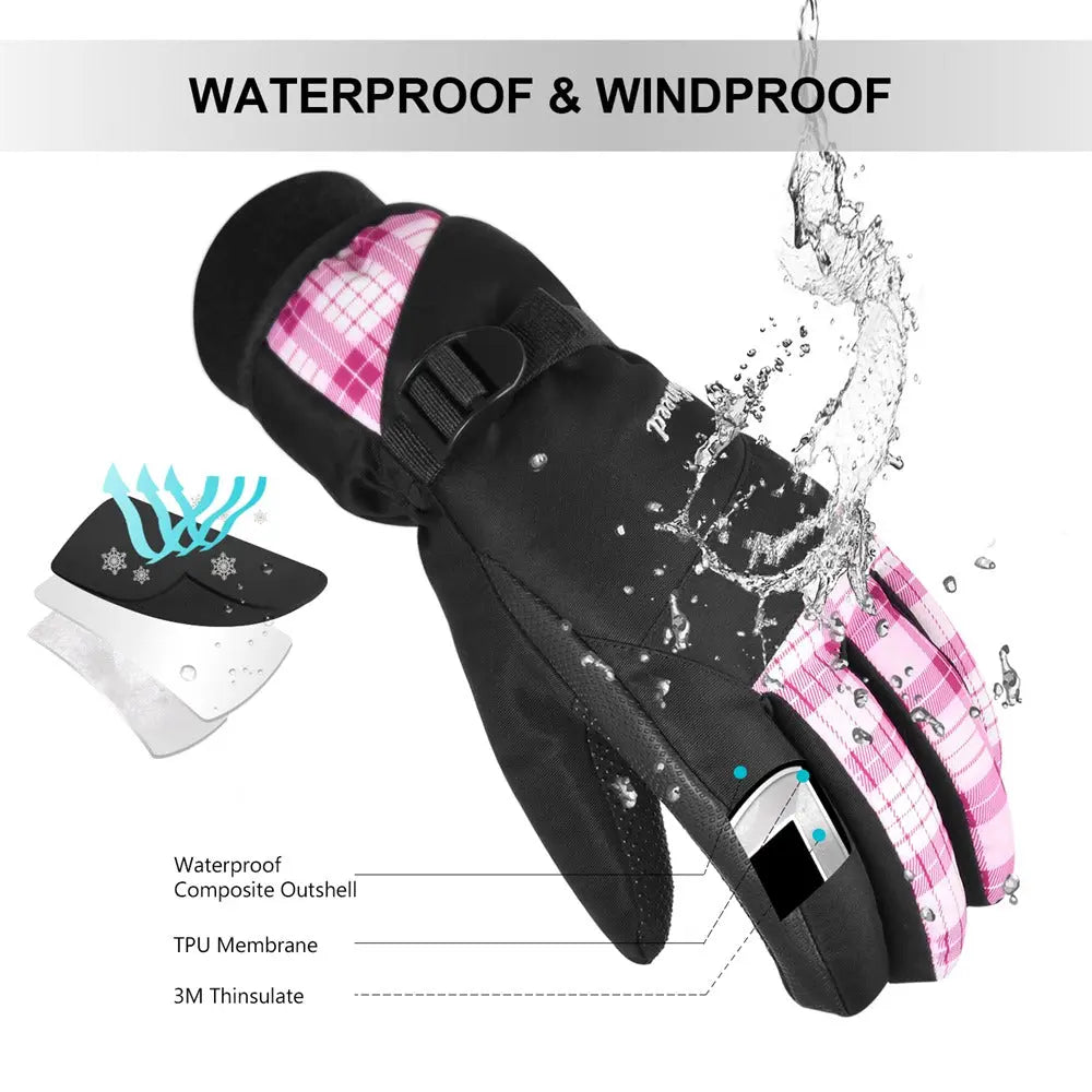 KINEED Waterproof Ski Gloves Touchscreen 3M Thinsulate Winter Warm Snow Gloves for Women Youth EXSKI