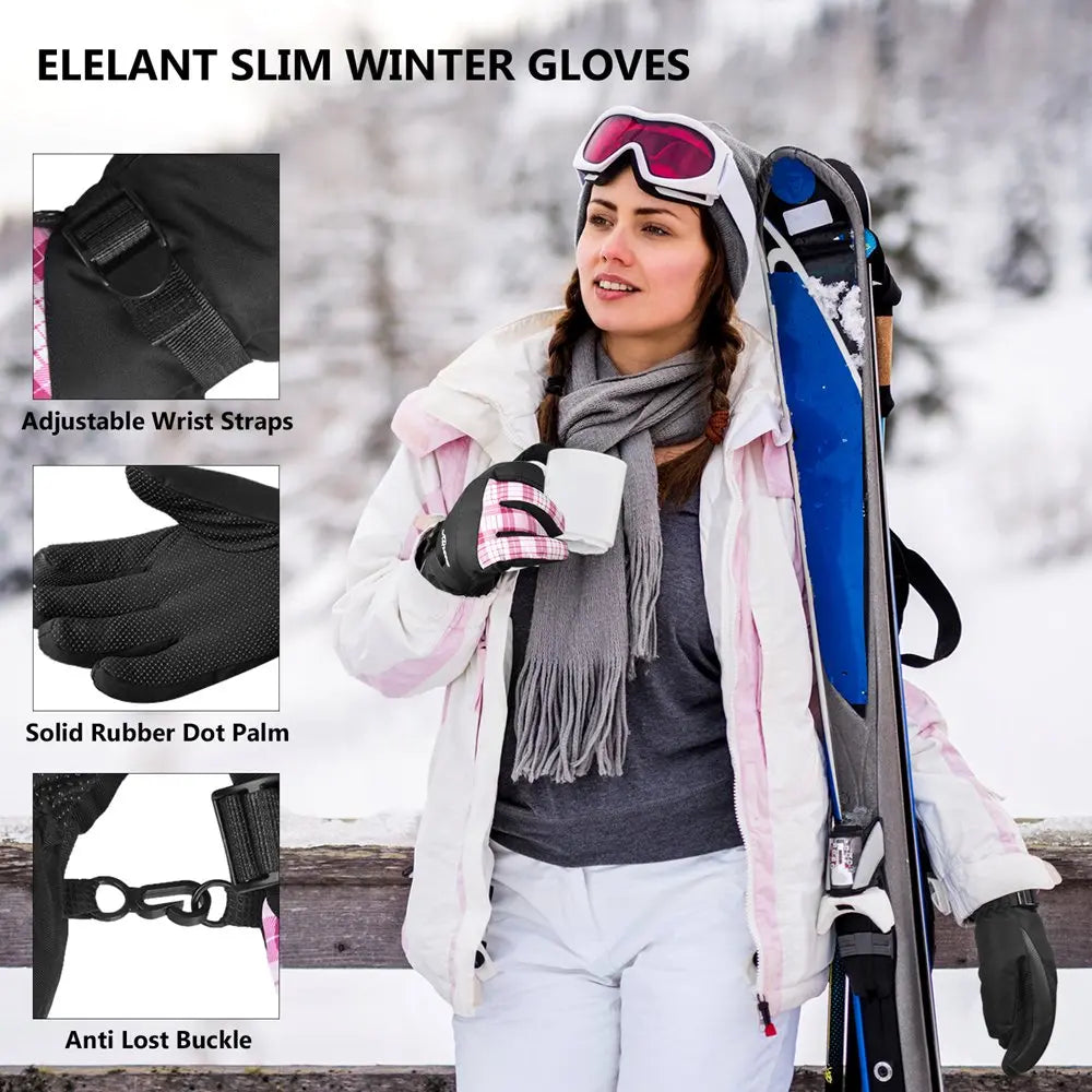 KINEED Waterproof Ski Gloves Touchscreen 3M Thinsulate Winter Warm Snow Gloves for Women Youth EXSKI
