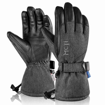 MCTi Ski Gloves Winter Waterproof Snowboard Snow Warm 3M Thinsulate PU Leather Cold Weather Gloves for Mens Womens MCTi