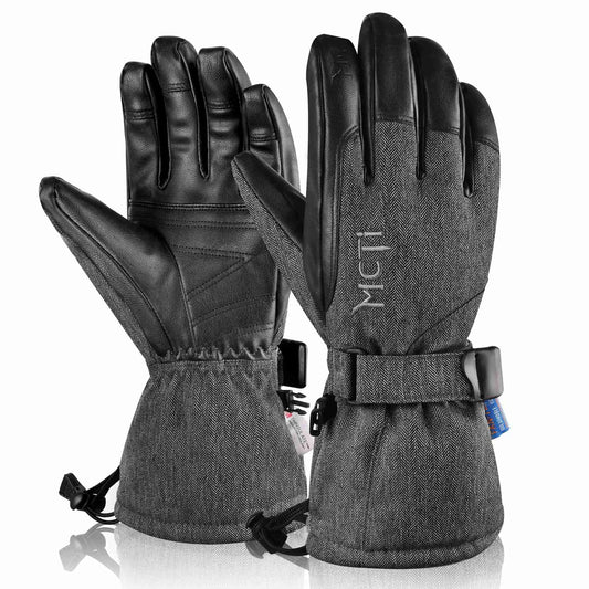 MCTi Ski Gloves Winter Waterproof Snowboard Snow Warm 3M Thinsulate PU Leather Cold Weather Gloves for Mens Womens MCTi