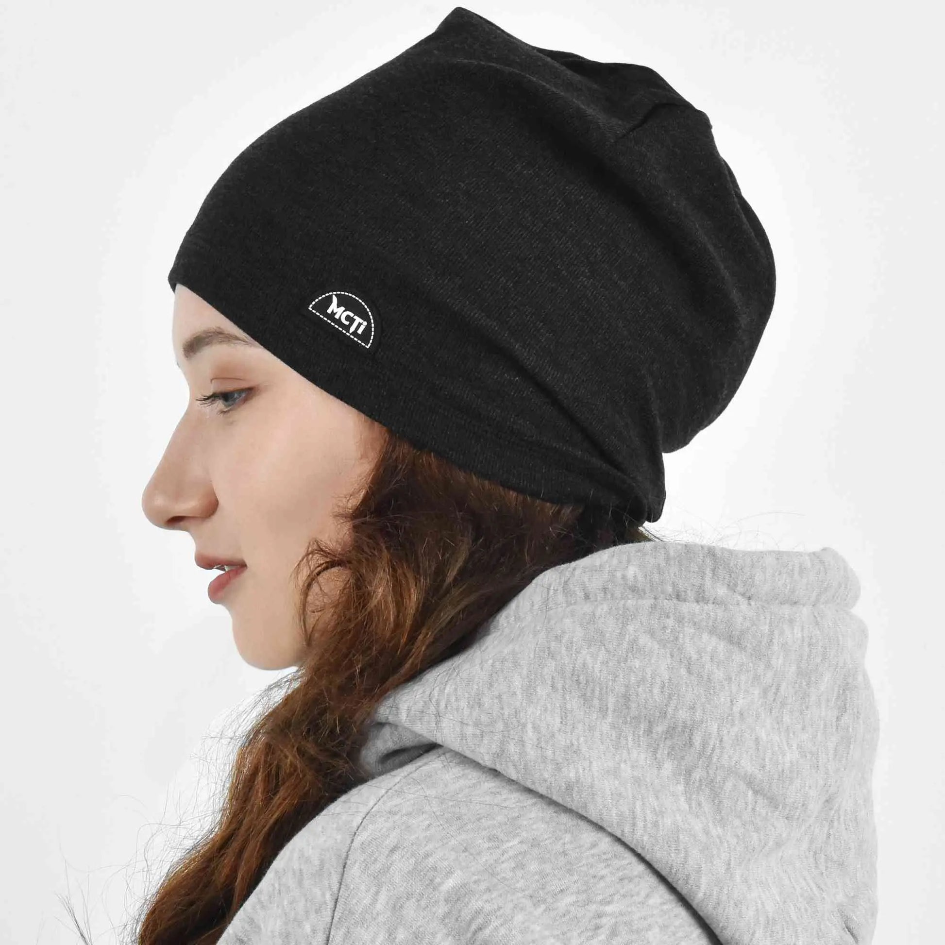 MCTi Slouchy Beanie for Men Women, Winter Warm Stretchy Skull Cap Hat Lightweight for Running Cycling MCTi