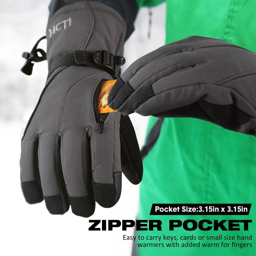 MCTi Waterproof Mens Ski Gloves Winter Warm 3M Thinsulate Snowboard Snowmobile Cold Weather Gloves MCTi