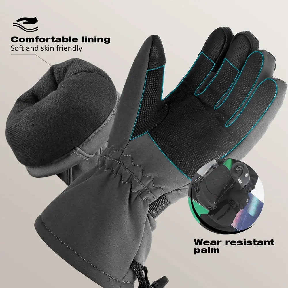 MCTi Waterproof Mens Ski Gloves Winter Warm 3M Thinsulate Snowboard Snowmobile Cold Weather Gloves MCTi