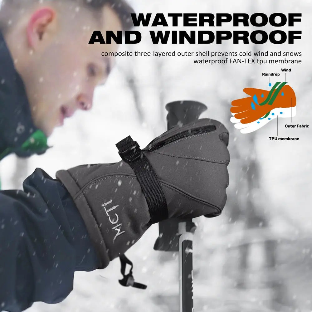 MCTi Waterproof Mens Ski Gloves Winter Warm 3M Thinsulate Snowboard Snowmobile Cold Weather Gloves MCTi