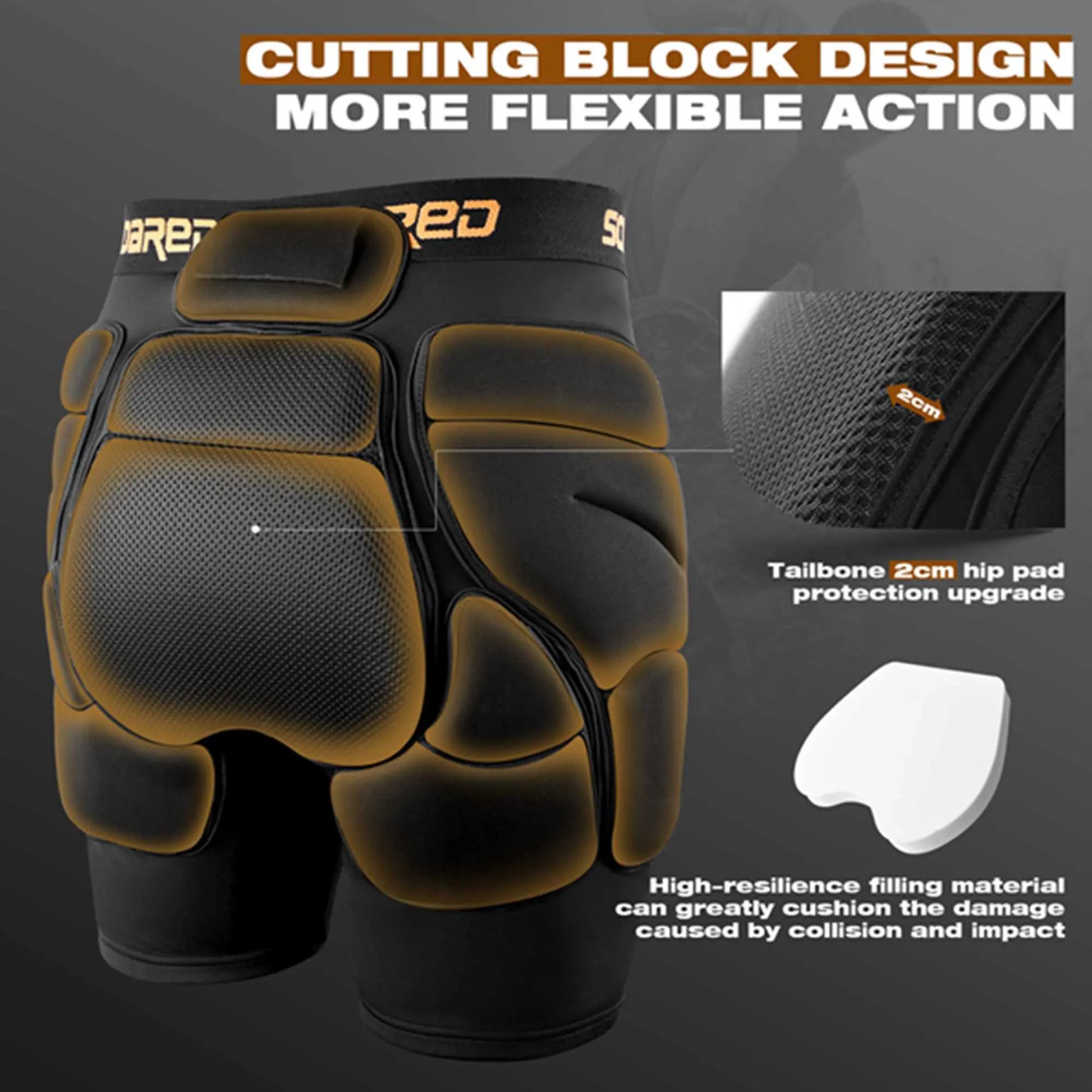 Soared 3D Protection Hip Butt XPE Padded Shorts for ski, ice Skating, Snowboarding, Skateboard for Men Women SOARED